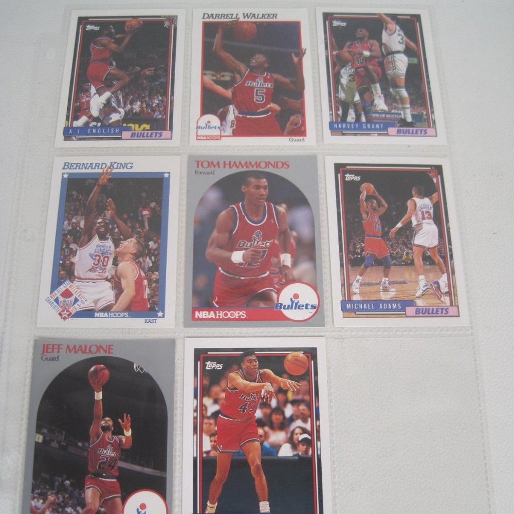 Lot of 8 WASHINGTON BULLETS NBA Player Cards